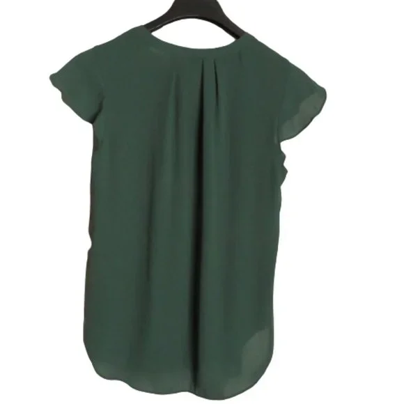 J Crew Green Flutter Sleeve Top sz 6 - Picture 2 of 6